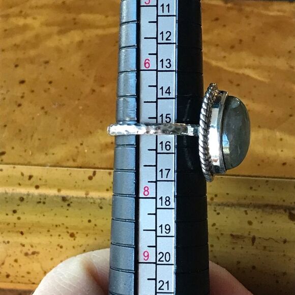 Natural Labradorite Sterling Silver Solitaire Ring Size 7 - Picture 4 of 9